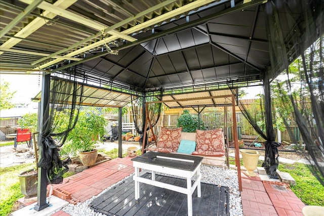 view of patio / terrace with a gazebo