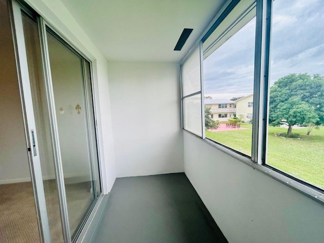 view of unfurnished sunroom