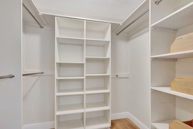 spacious closet with hardwood / wood-style flooring