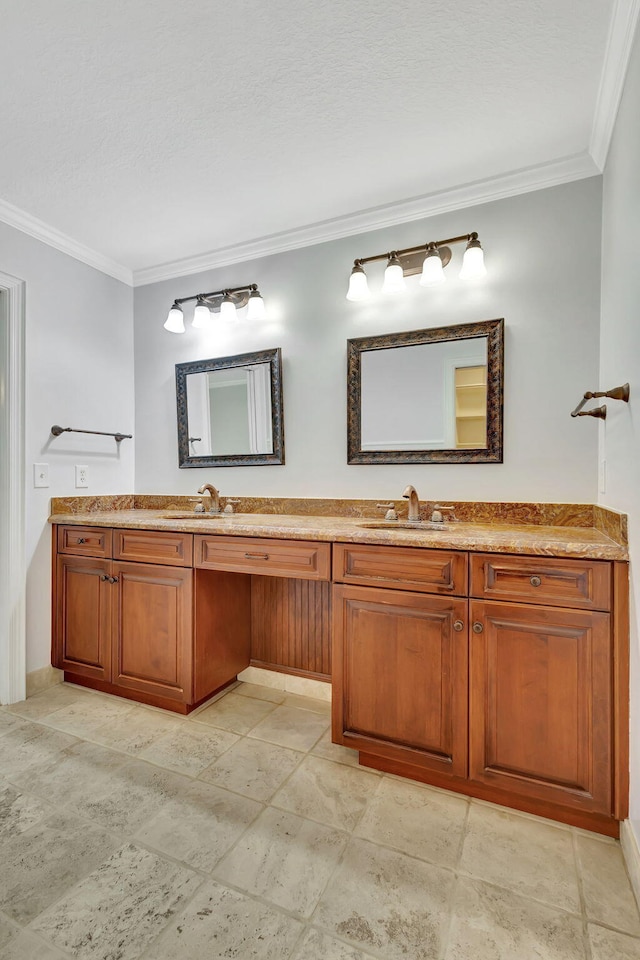 bathroom featuring vanity and crown molding