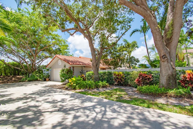 view of front of property with a garage