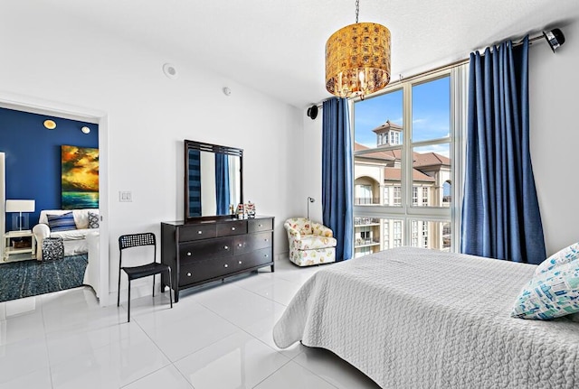 bedroom with tile patterned floors