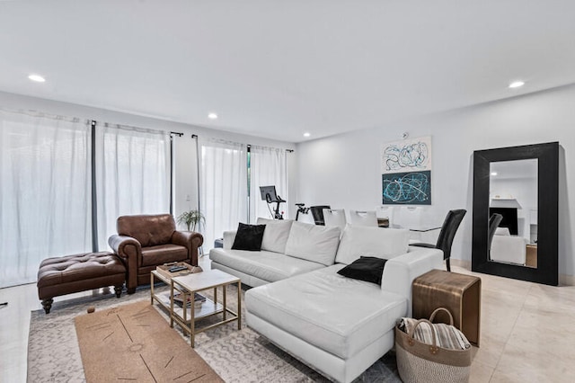 view of tiled living room