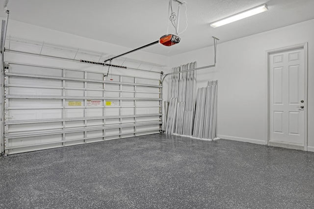 garage with a garage door opener