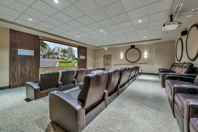 view of carpeted home theater room