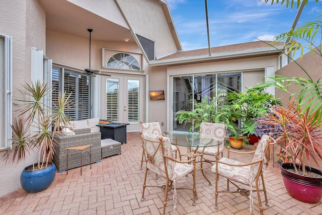 view of patio featuring french doors