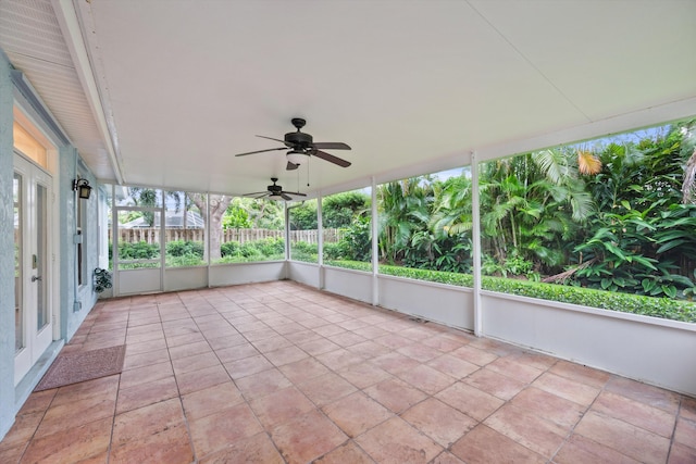 view of unfurnished sunroom