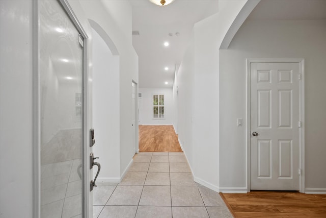 hall featuring light hardwood / wood-style floors