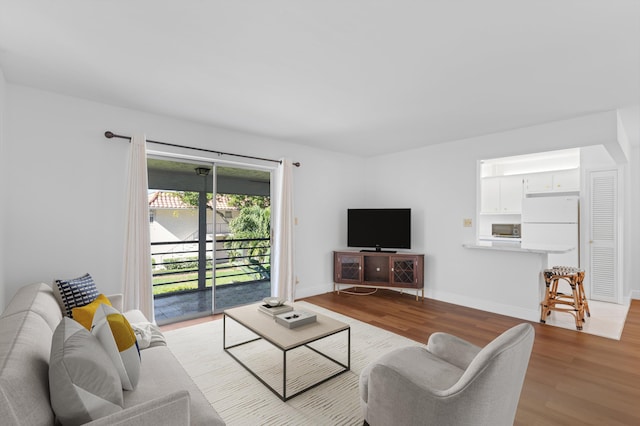 living room featuring light wood-type flooring