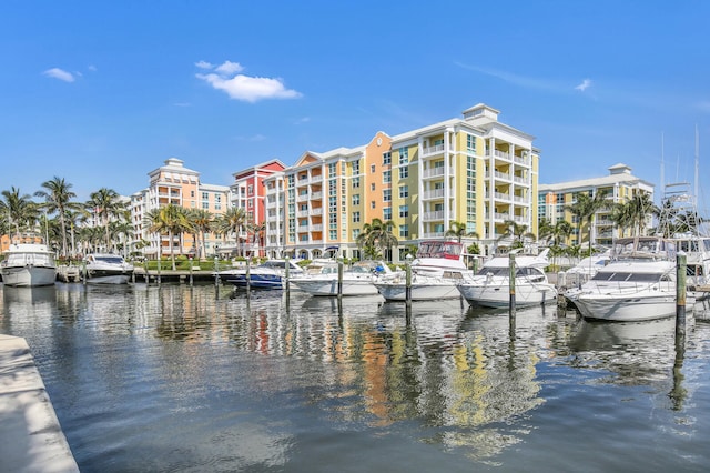 exterior space with a water view