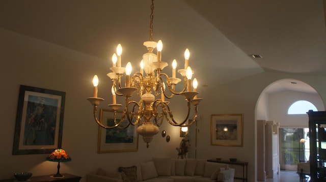 interior space with an inviting chandelier