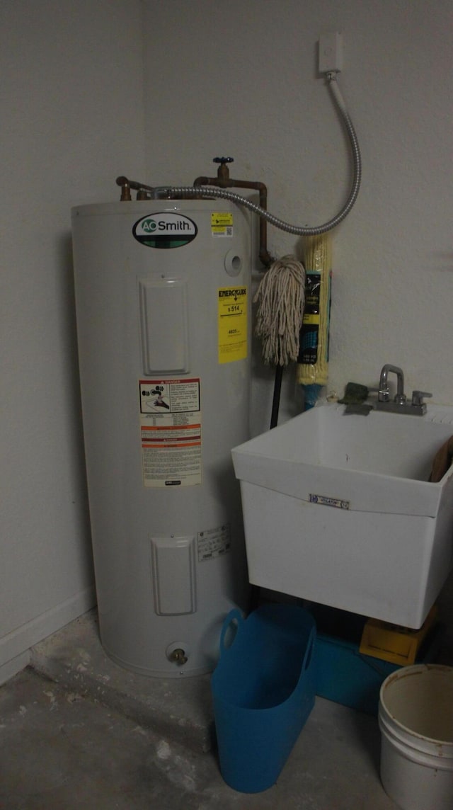 utilities with electric water heater and sink