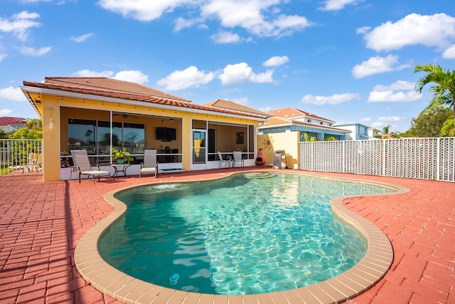 view of pool featuring a patio