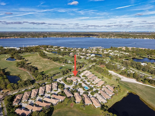 bird's eye view featuring a water view