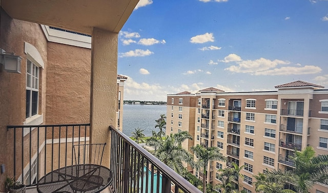 balcony with a water view