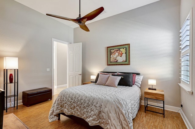 bedroom featuring ceiling fan