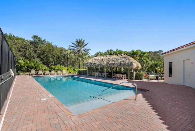 view of pool featuring a patio area