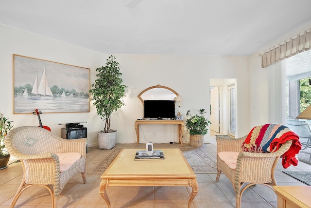 view of tiled living room