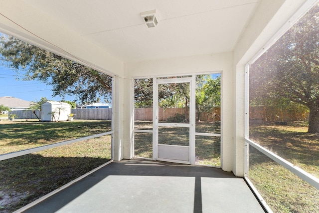 view of unfurnished sunroom