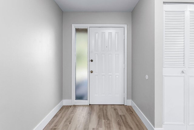 doorway featuring light wood-type flooring