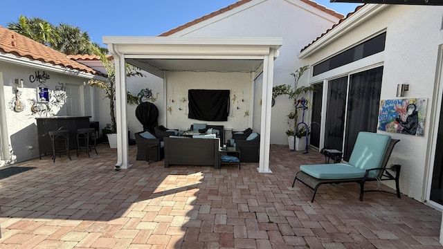 view of patio / terrace featuring an outdoor living space