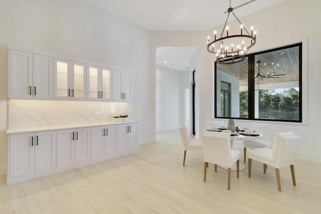 dining area featuring light wood-type flooring