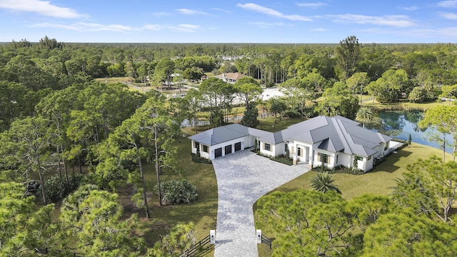 bird's eye view featuring a water view