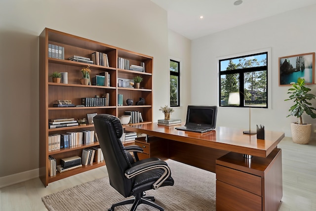 office area featuring light wood-type flooring