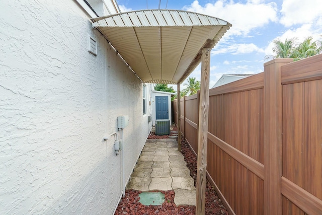 view of home's exterior featuring central air condition unit