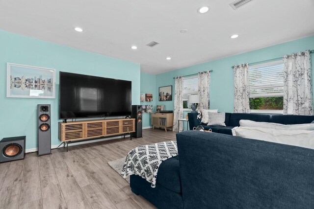 living room featuring light hardwood / wood-style flooring