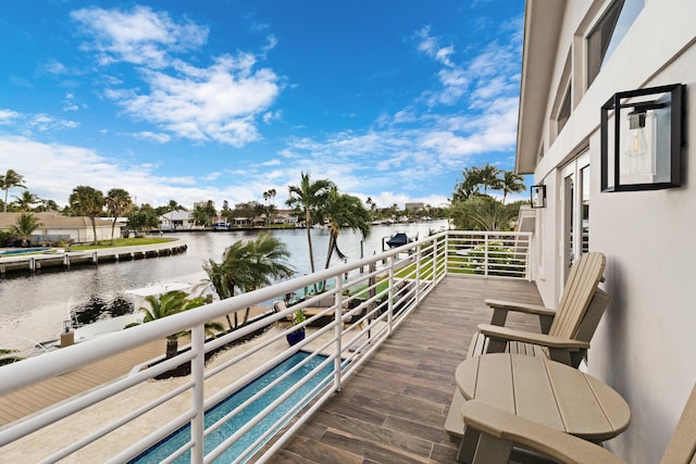 balcony with a water view