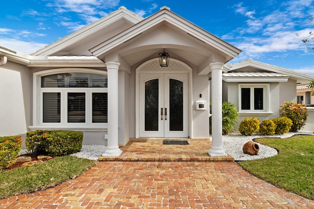 view of exterior entry with french doors