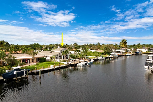 water view with a boat dock