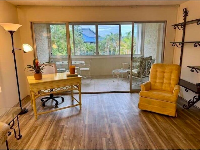 office area featuring hardwood / wood-style floors