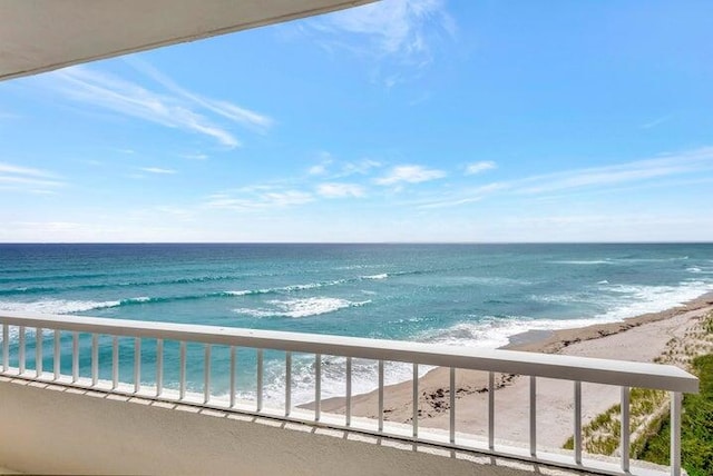 property view of water featuring a view of the beach