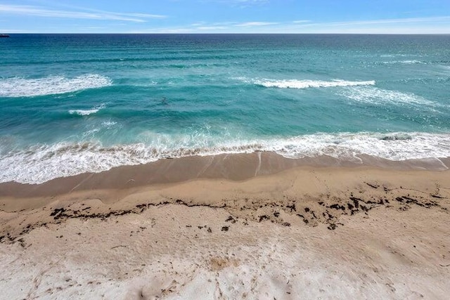 view of water feature with a view of the beach