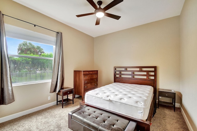 bedroom with carpet and ceiling fan