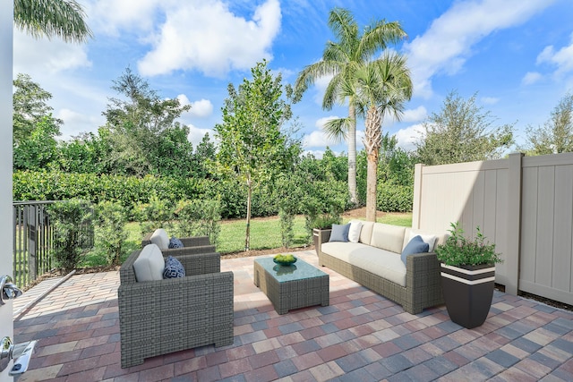 view of patio with an outdoor hangout area