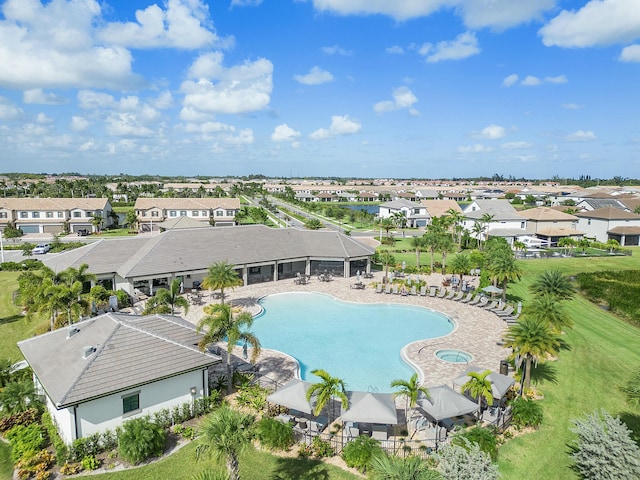 aerial view featuring a residential view