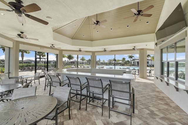 exterior space with outdoor dry bar