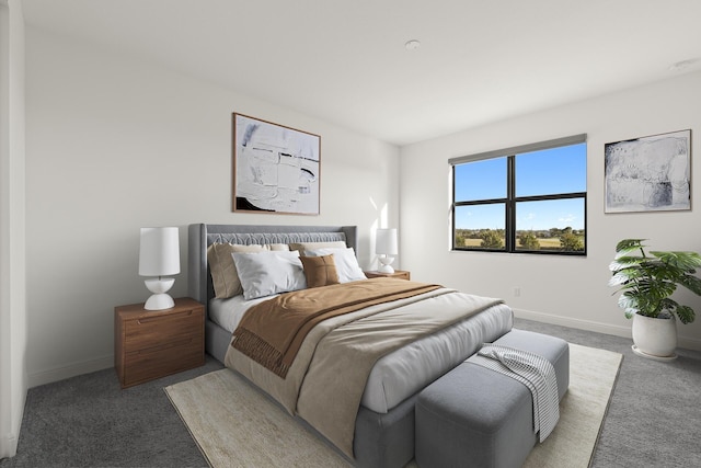 bedroom featuring light colored carpet