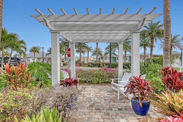 view of patio / terrace featuring a pergola