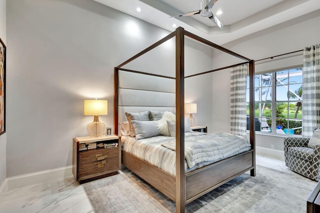 bedroom featuring ceiling fan