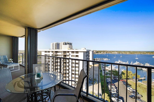 balcony with a water view