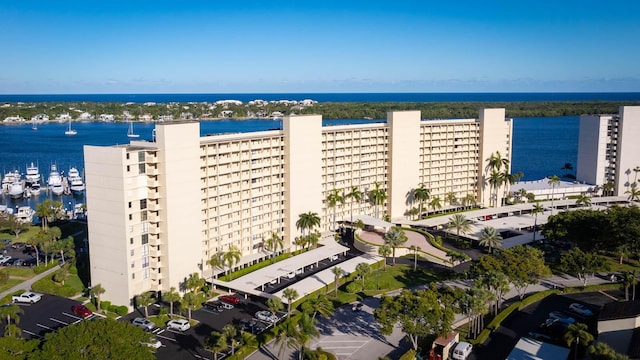 exterior space featuring a water view