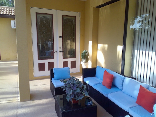 view of patio featuring an outdoor hangout area and french doors