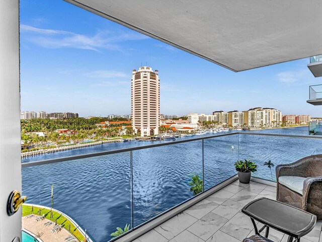 balcony with a water view