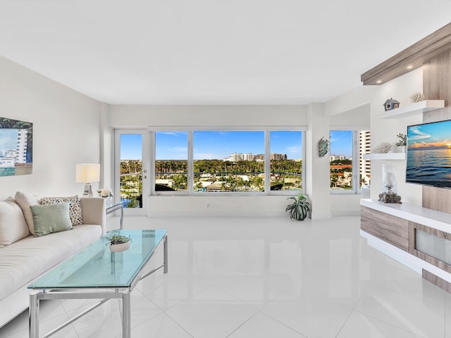 view of tiled living room