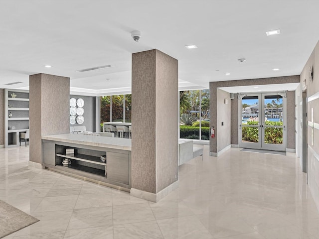 hallway with french doors