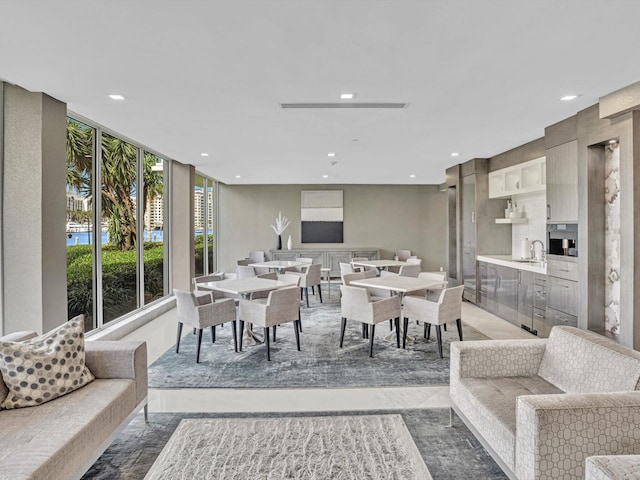 living room featuring sink